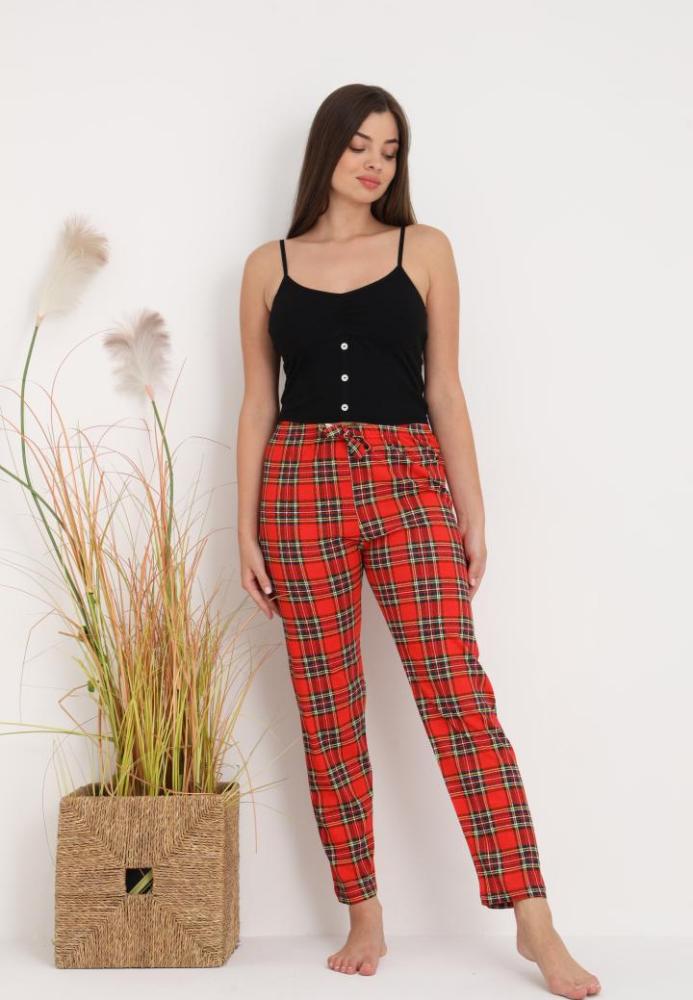 Pantaloni de Pijama Dama ,Culoare Rosu ,Engros